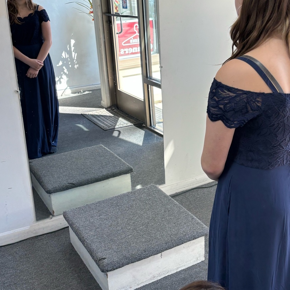 David's Bridal Navy Blue Kids Formal Dress